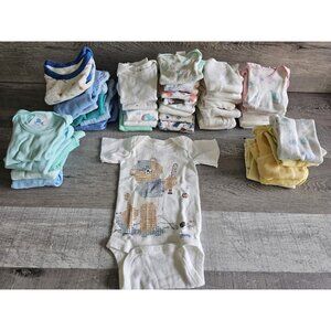Vtg Baby Boy Lot 0-3M Summer Tops Tshirts One Piece Reborn Doll 1990s 44 Pcs